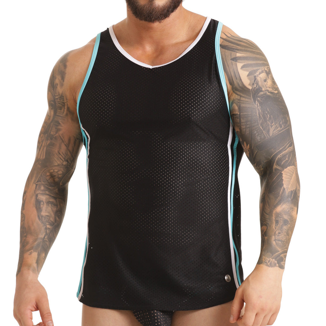 VERSATIL BLUE TANK - Sexy men's black t-shirt, sleeveless shirt