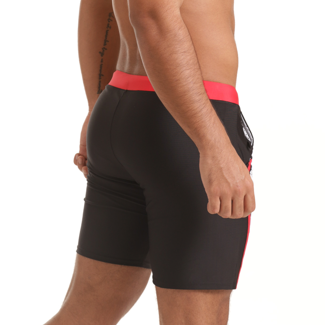 VERSATIL RED BEACHWEAR - Men's black swim trunks, beach trunks