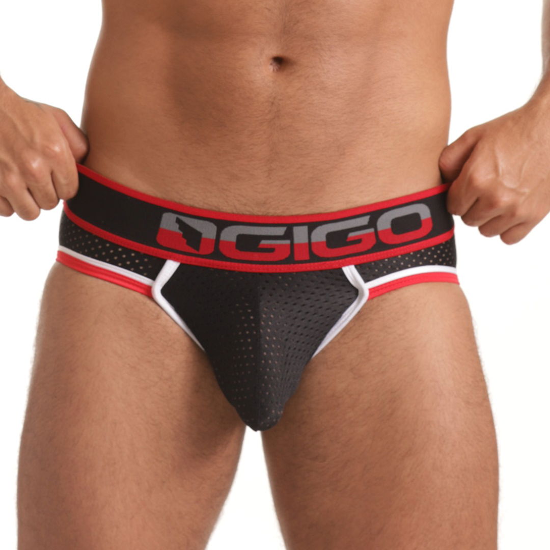 VERSATIL RED BRIEF JOCKSTRAP - Men's black underwear, sexy jockstrap for men