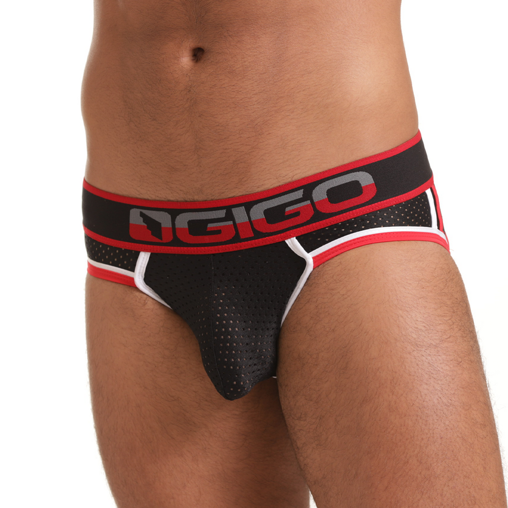 VERSATIL RED BRIEF JOCKSTRAP - Men's black underwear, sexy jockstrap for men