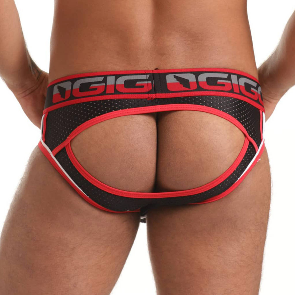 VERSATIL RED BRIEF JOCKSTRAP - Men's black underwear, sexy jockstrap for men