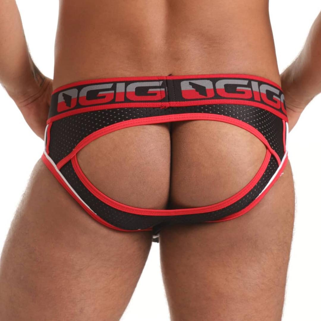 VERSATIL RED BRIEF JOCKSTRAP - Men's black underwear, sexy jockstrap for men