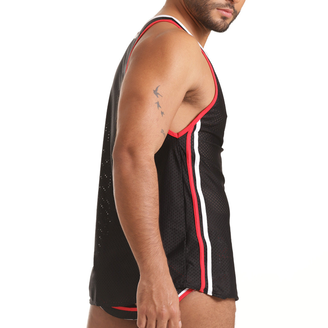 VERSATIL RED TANK - Sexy men's black t-shirt, sleeveless shirt