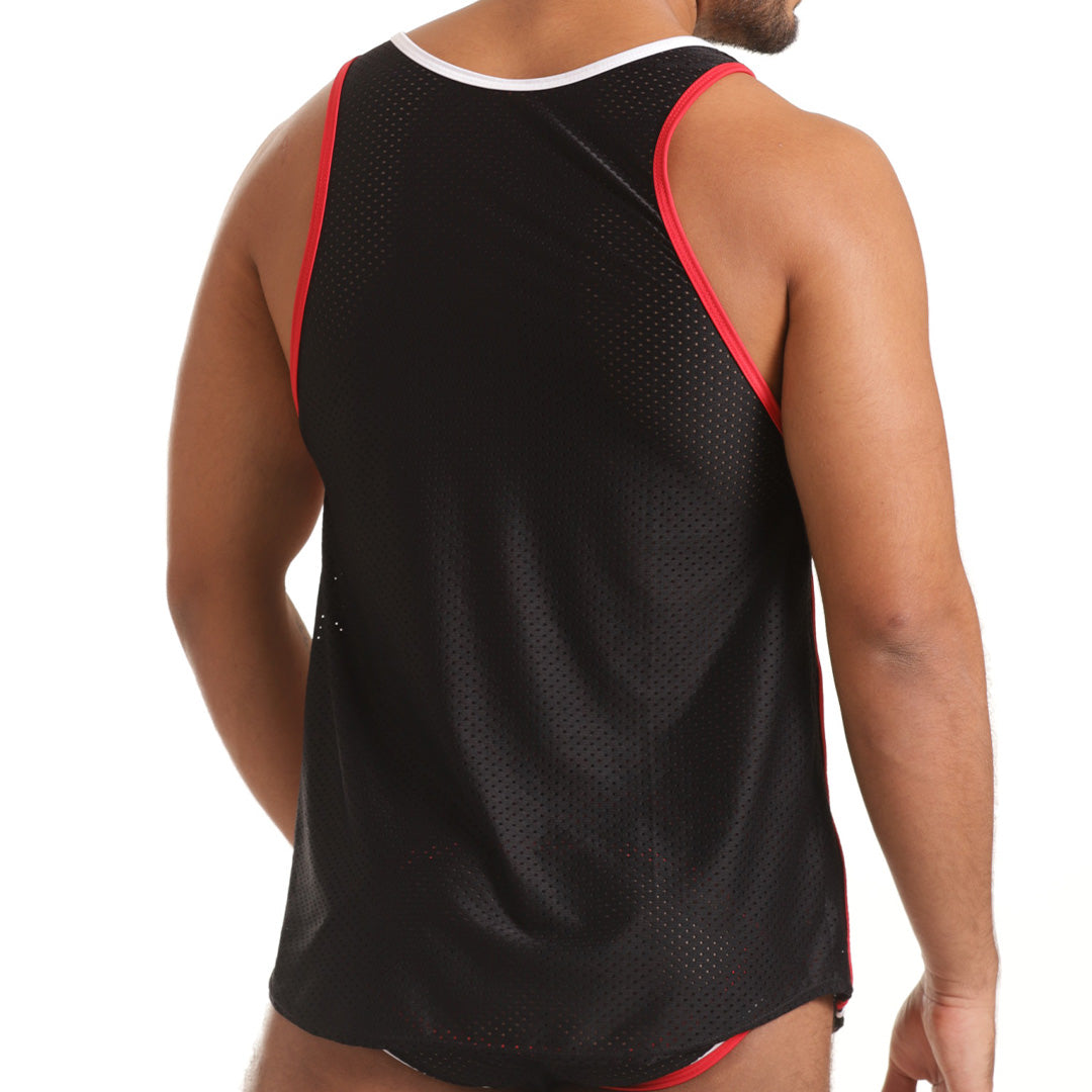 VERSATIL RED TANK - Sexy men's black t-shirt, sleeveless shirt