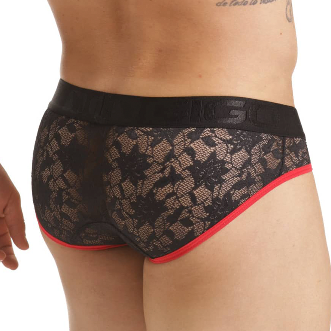 VIBRANT BLACK BRIEF - Men's black lace underwear