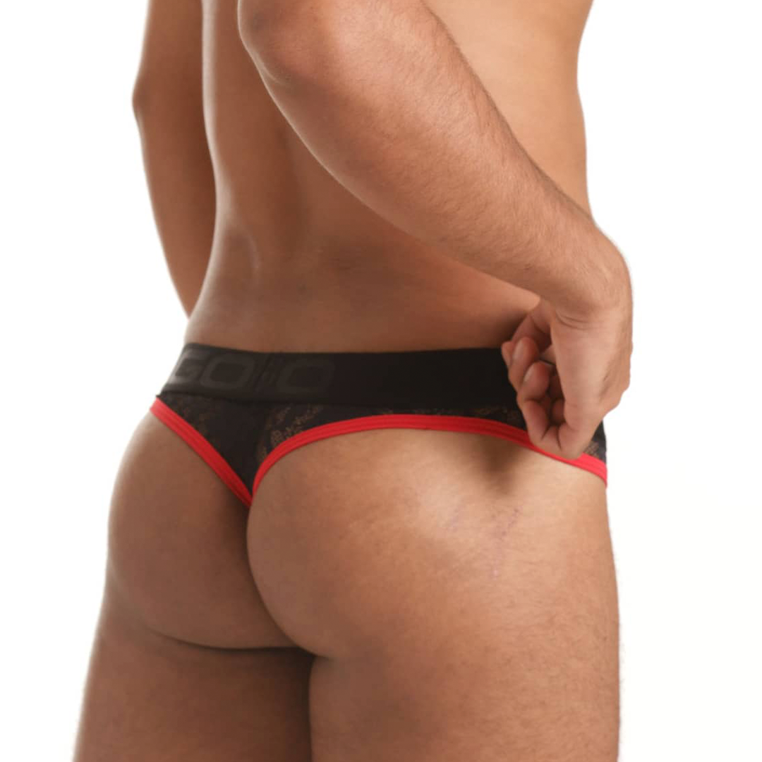 VIBRANT BLACK BRIEF GSTRING - Sexy black lace thong for men