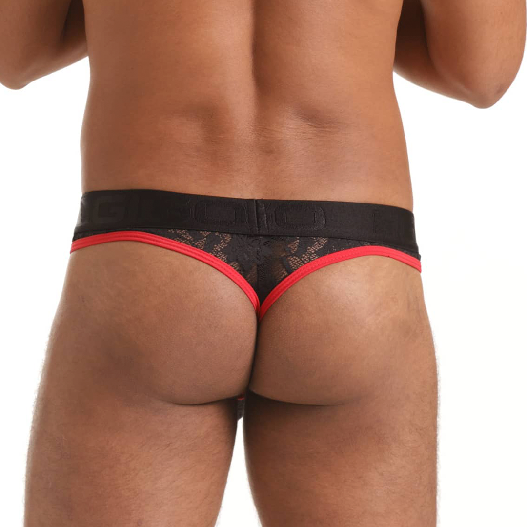 VIBRANT BLACK BRIEF GSTRING - Sexy black lace thong for men