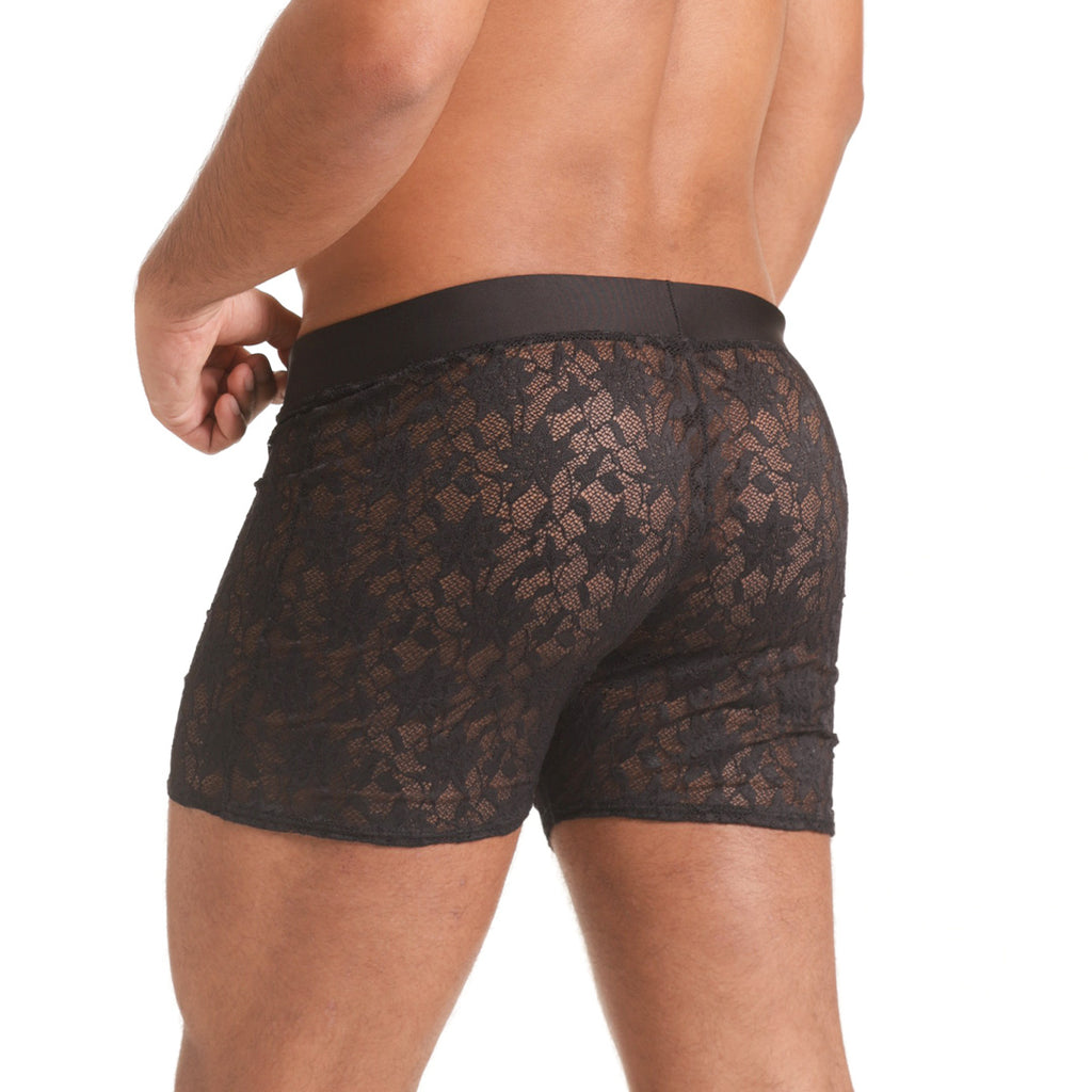 VIBRANT BLACK HOTSHORT - Men's black lace shorts