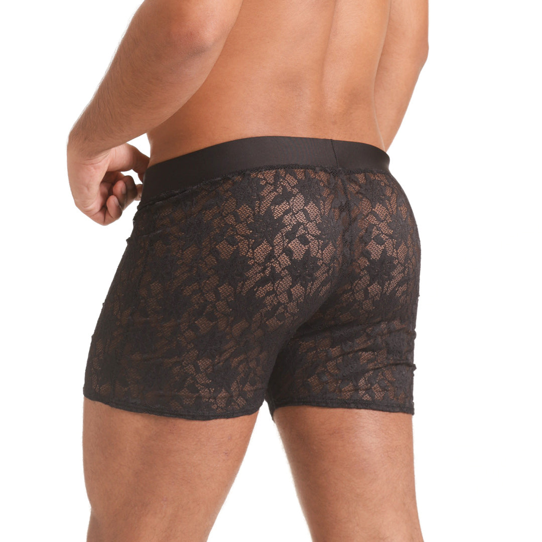 VIBRANT BLACK HOTSHORT - Men's black lace shorts