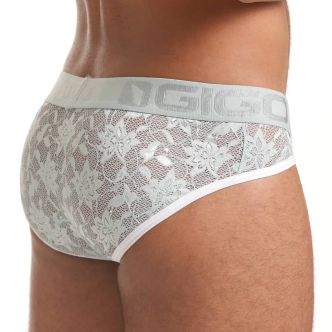 VIBRANT BLUE BRIEF - Men's blue lace underwear