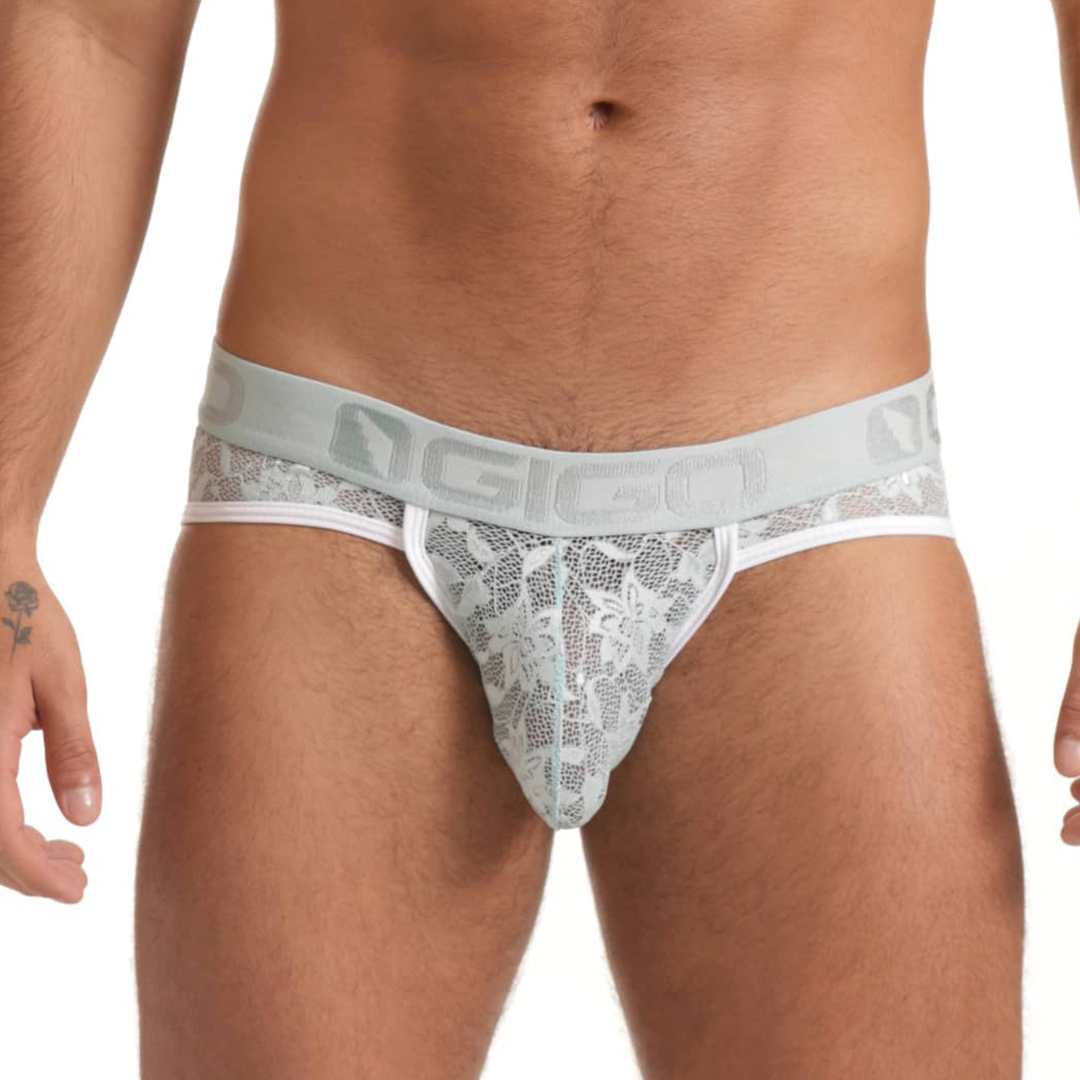 VIBRANT BLUE BRIEF - Men's blue lace underwear