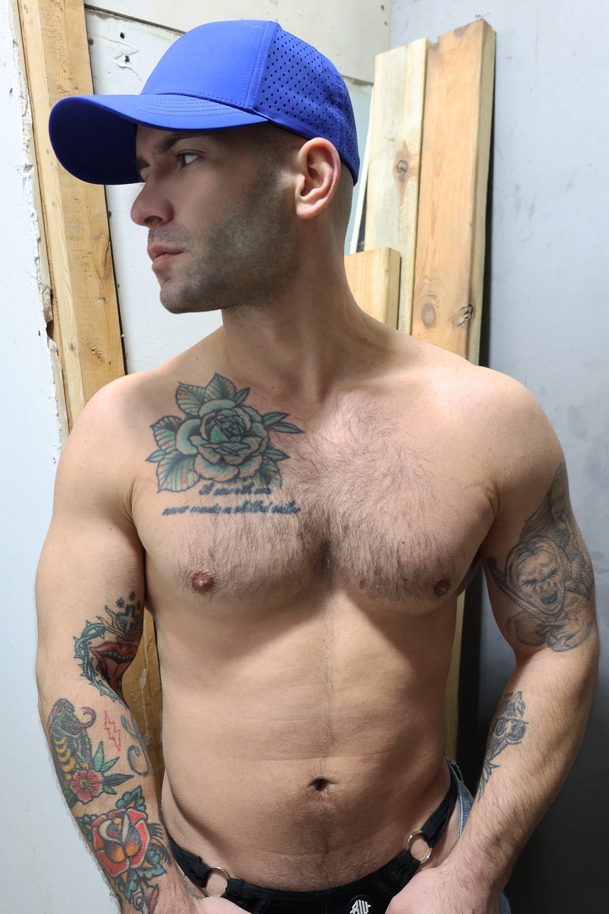 Blue mesh baseball cap gymnetixxx hat featuring breathable mesh material for sporty casual wear