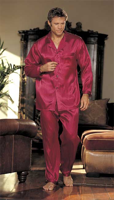 Gyz Silky Soft Stripe Pajama Set Burgundy 25138 Size S - DealByEthan.gay loves Gyz