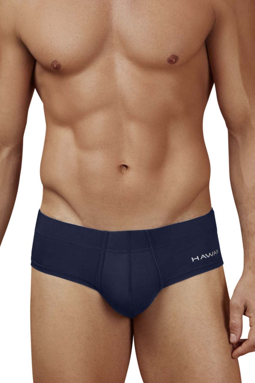 Navy blue microfiber men’s briefs with hawaii branded waistband in hawai 42241 microfiber briefs color dark blue 01