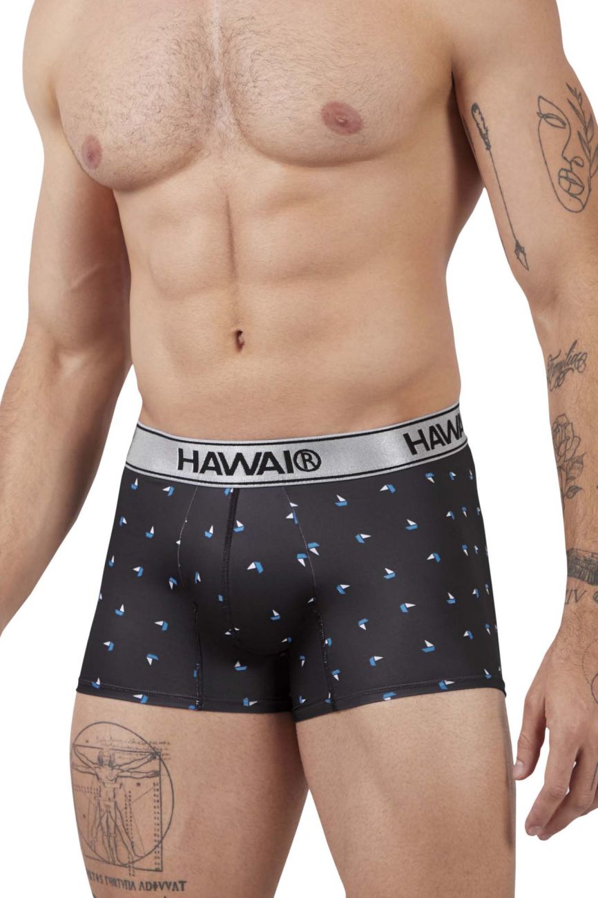 HAWAI 42470 Bedruckte Mikrofaser-Badehose, Farbe Schwarz