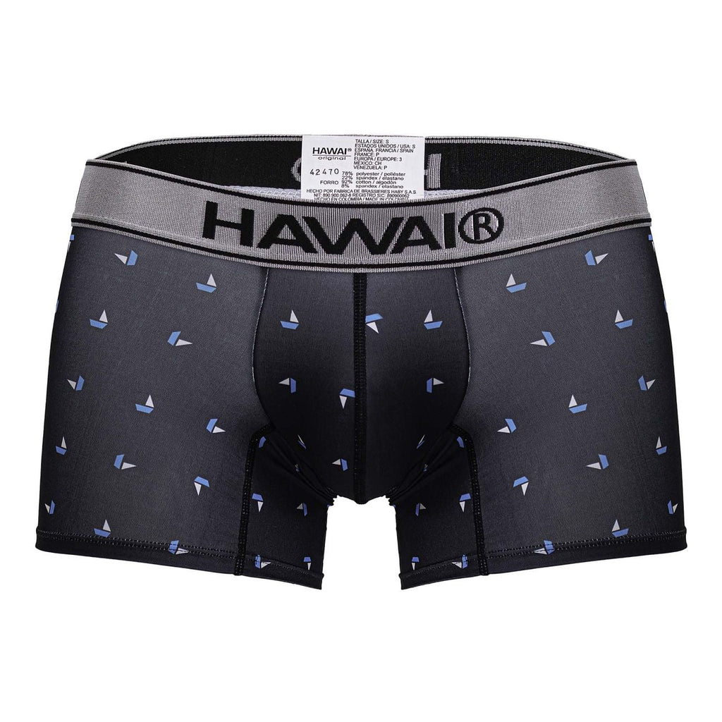 HAWAI 42470 Bedruckte Mikrofaser-Badehose, Farbe Schwarz