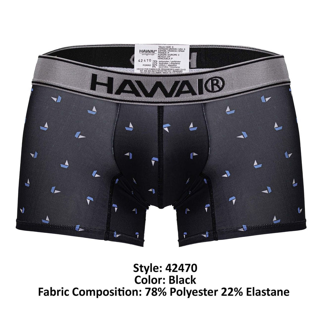 HAWAI 42470 Bedruckte Mikrofaser-Badehose, Farbe Schwarz