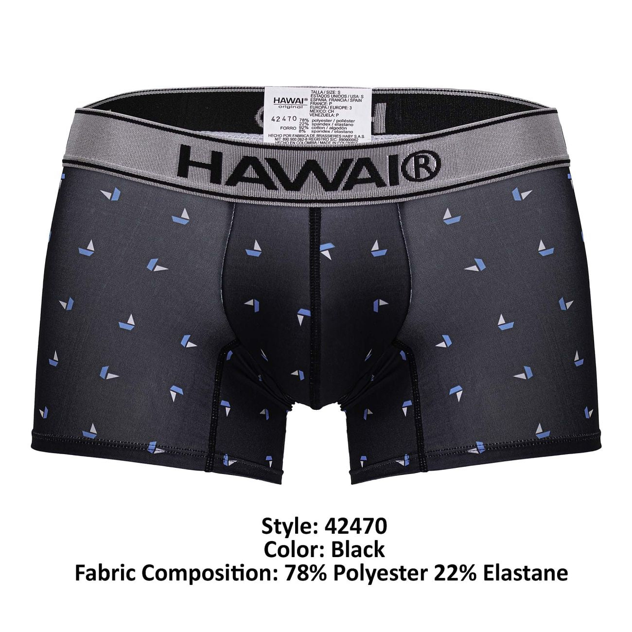 HAWAI 42470 Bedruckte Mikrofaser-Badehose, Farbe Schwarz