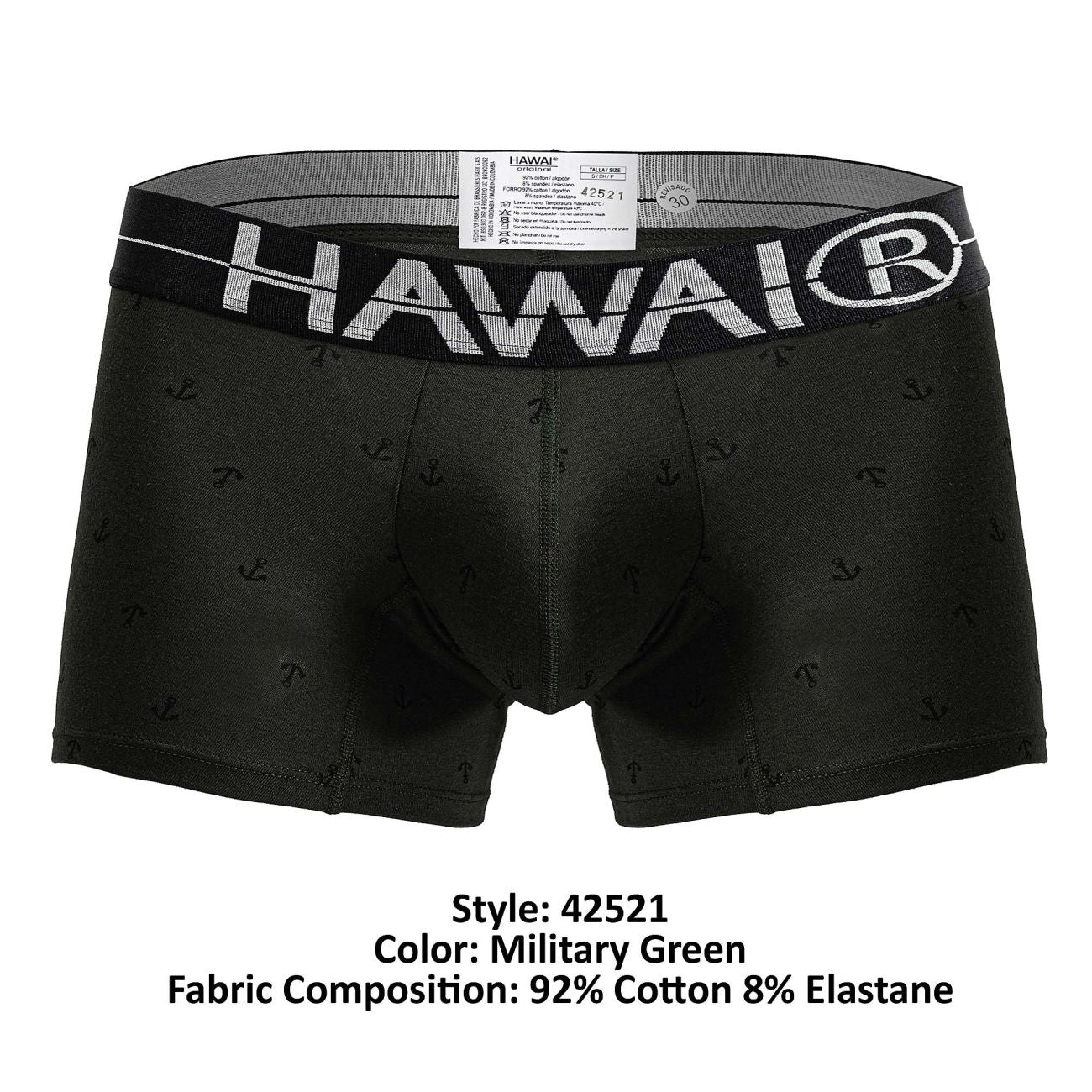 HAWAI 42521 Cotton blend Trunks Color Military Green - DealByEthan.gay loves HAWAI