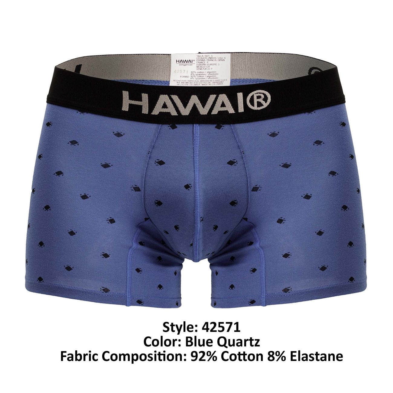 HAWAI 42571 Cotton blend Trunks Color Blue Quartz - DealByEthan.gay loves HAWAI