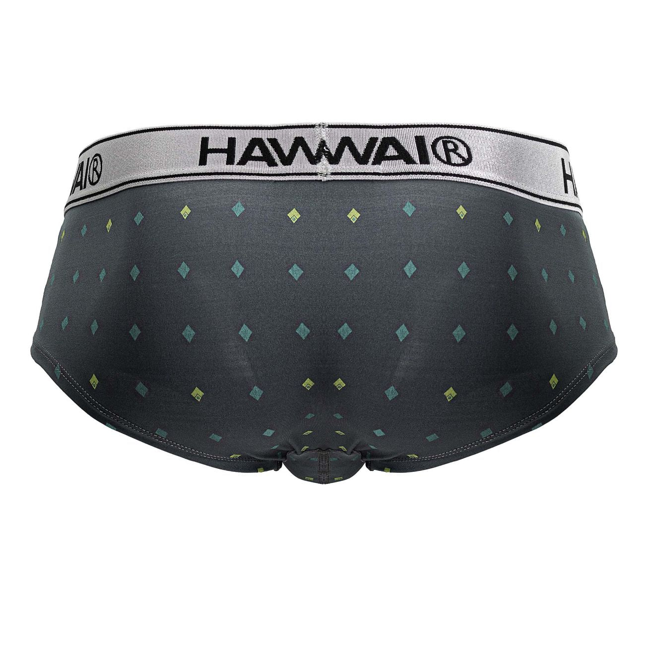 Black hawaii hawaí 42580 microfiber briefs in gray with a subtle light green and yellow diamond pattern on fabric