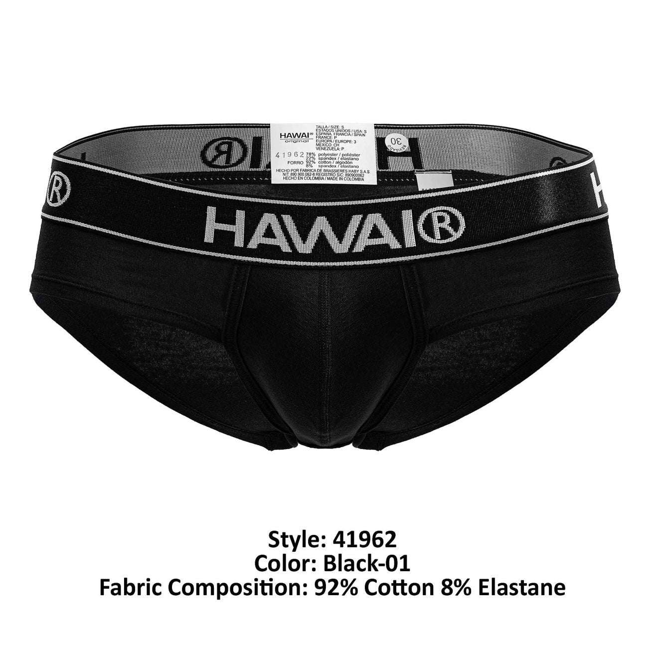 HAWAI 41962 Briefs de mezcla de algodón Color Negro-01