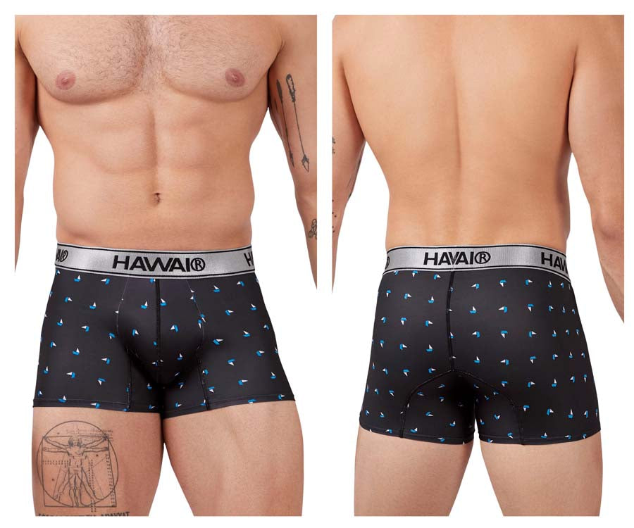 HAWAI 42470 Bedruckte Mikrofaser-Badehose, Farbe Schwarz