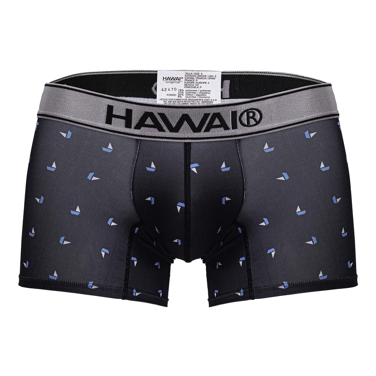 HAWAI 42470 Bedruckte Mikrofaser-Badehose, Farbe Schwarz