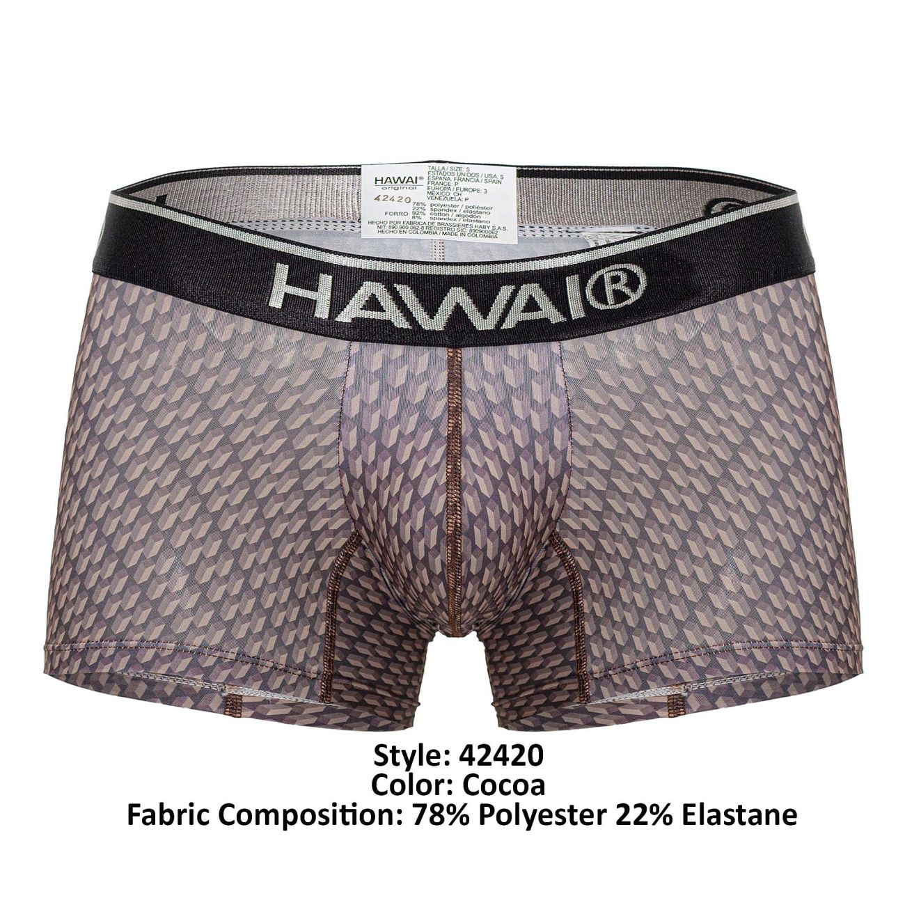 HAWAI 42420 Bedruckte Badehose Farbe Kakao