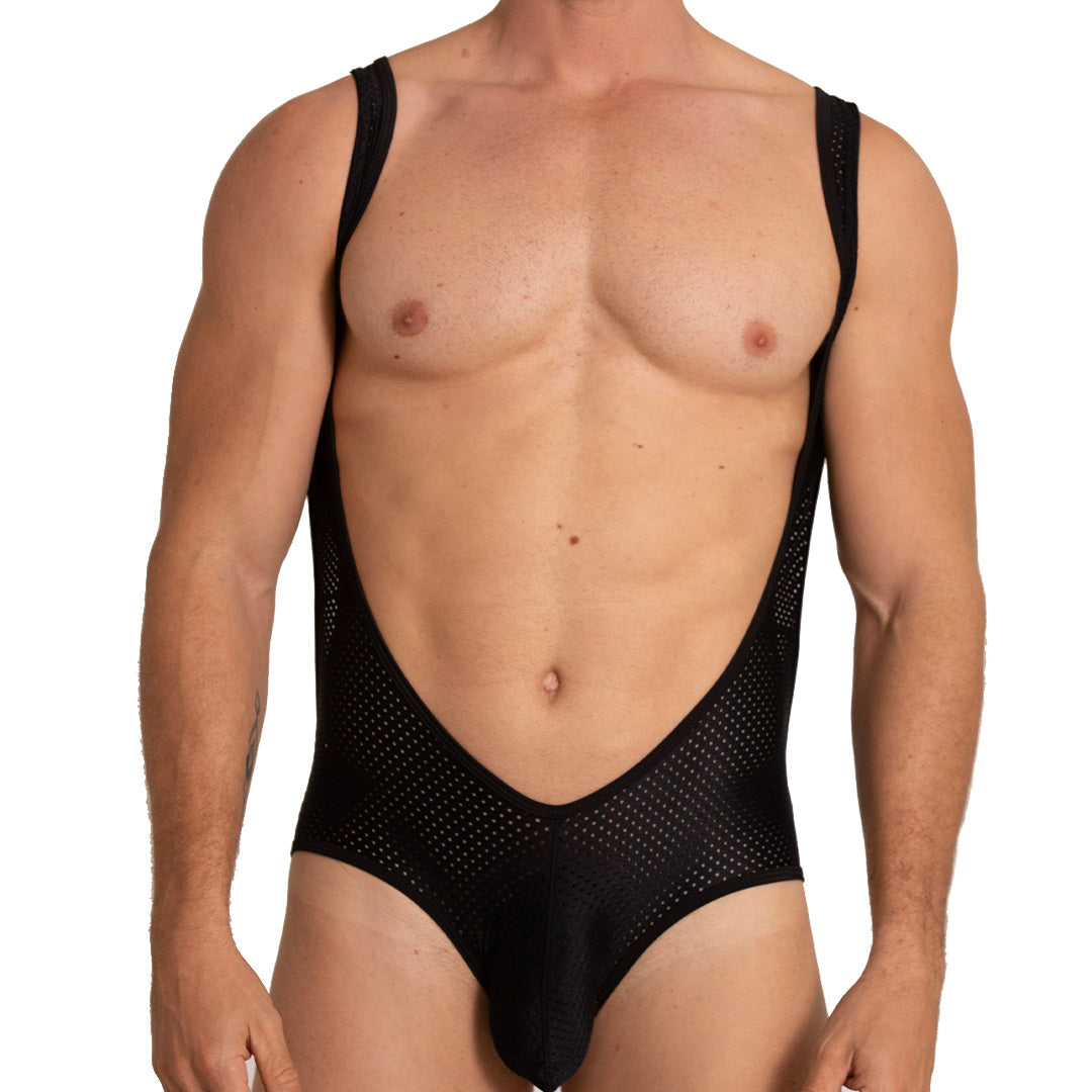HOLE BLACK BODY - Sexy black bodysuit for men