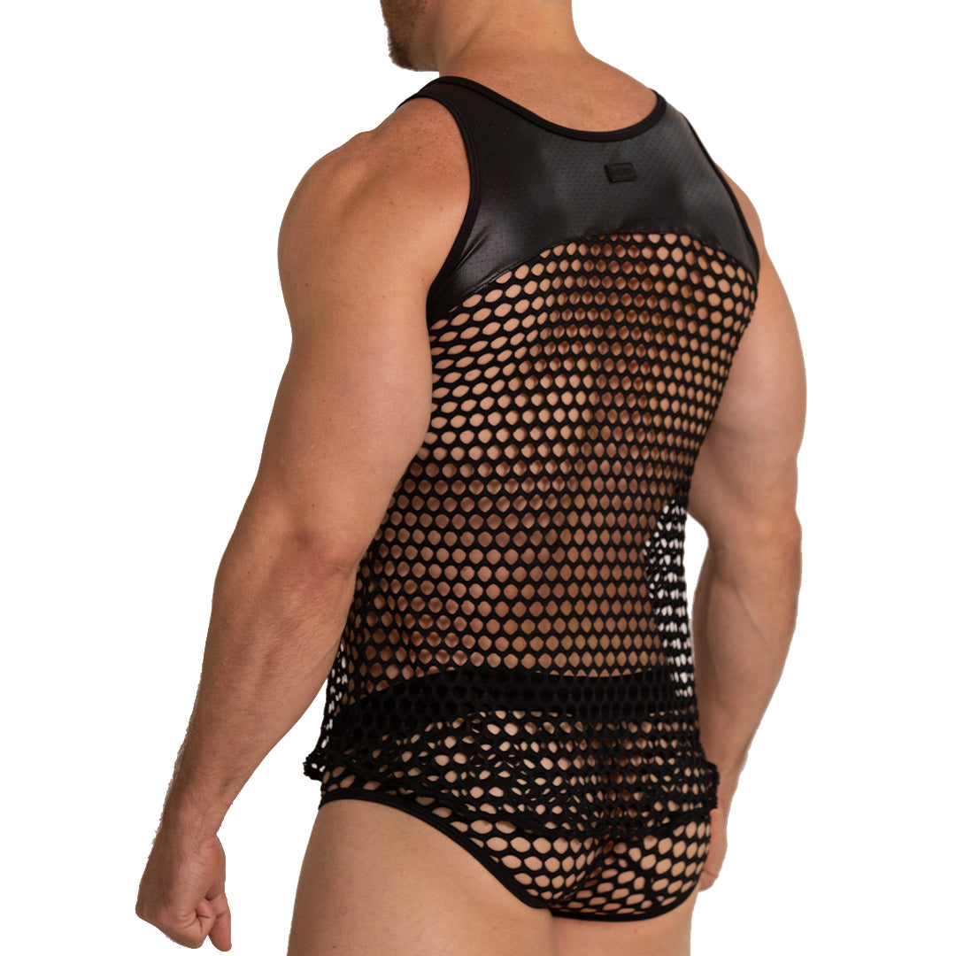HOLE BLACK TANK - Sexy men's black t-shirt, sleeveless shirt