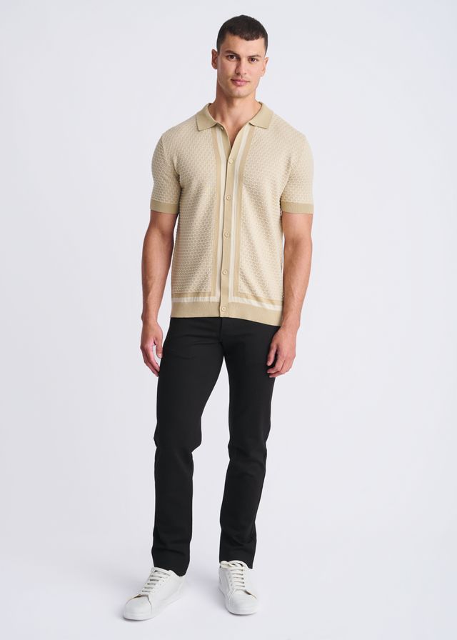 HONEYCOMB TEXTURED BUTTON FRONT KNIT SHIRT - DealByEthan.gay loves POSTMARC