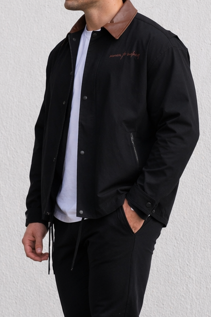Jed North Men's Retro Oversized Canvas Jacket - Black