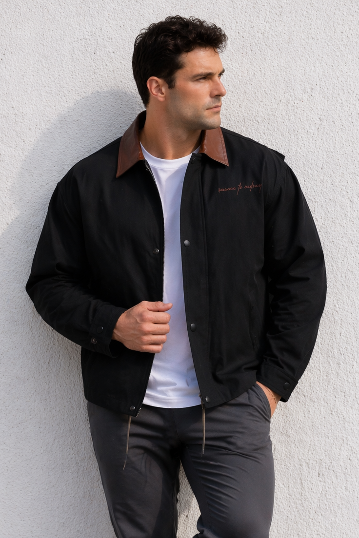 Jed North Men's Retro Oversized Canvas Jacket - Black