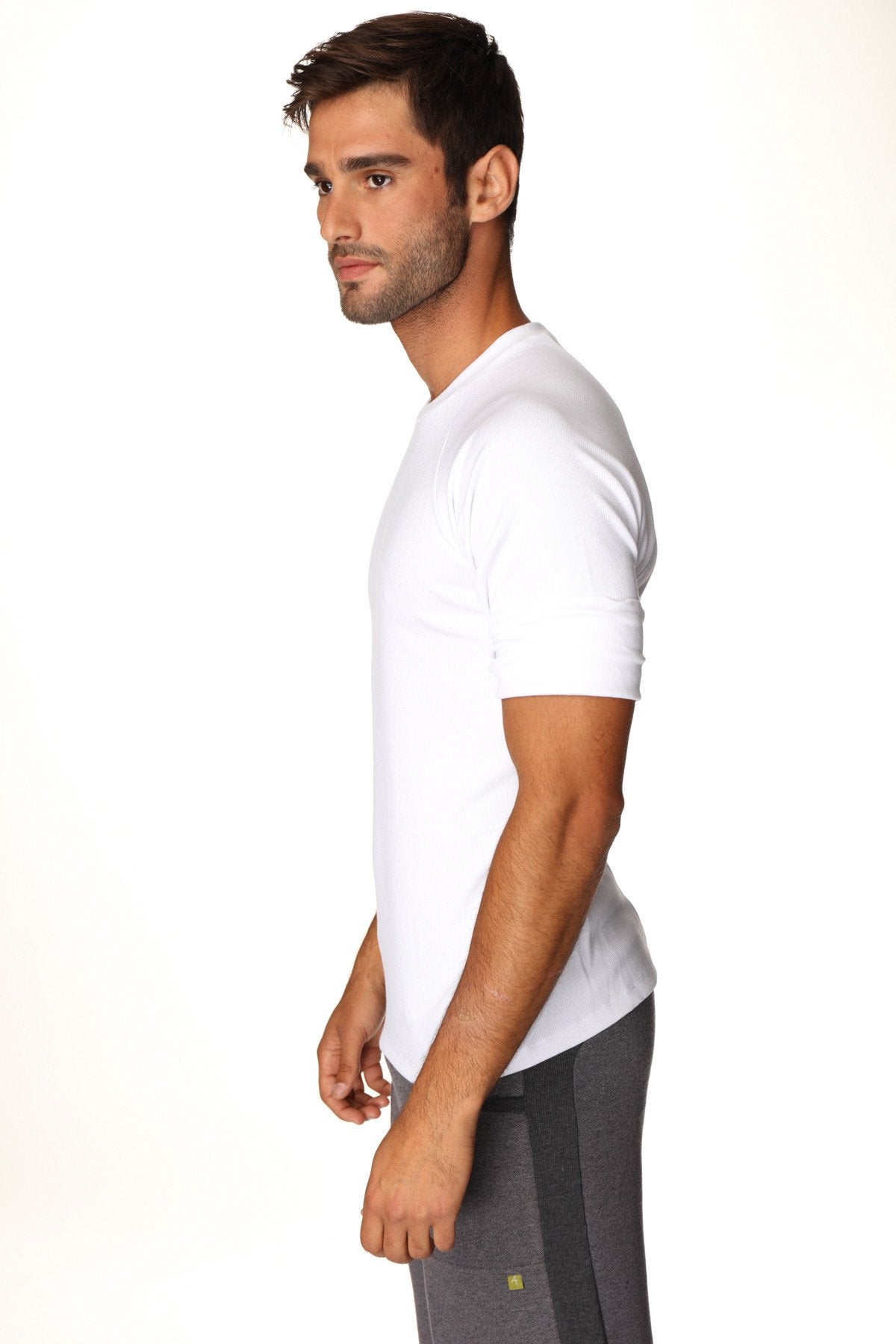White cotton hybrid crew neck raglan tee with short sleeves perfect for casual wear
