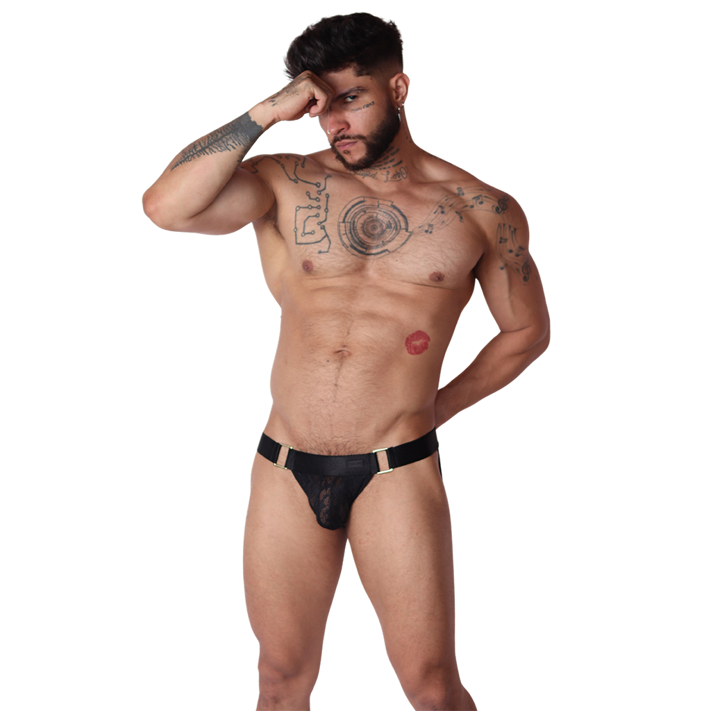 Illusion Black Jockstrap on model by Gigo Underwear