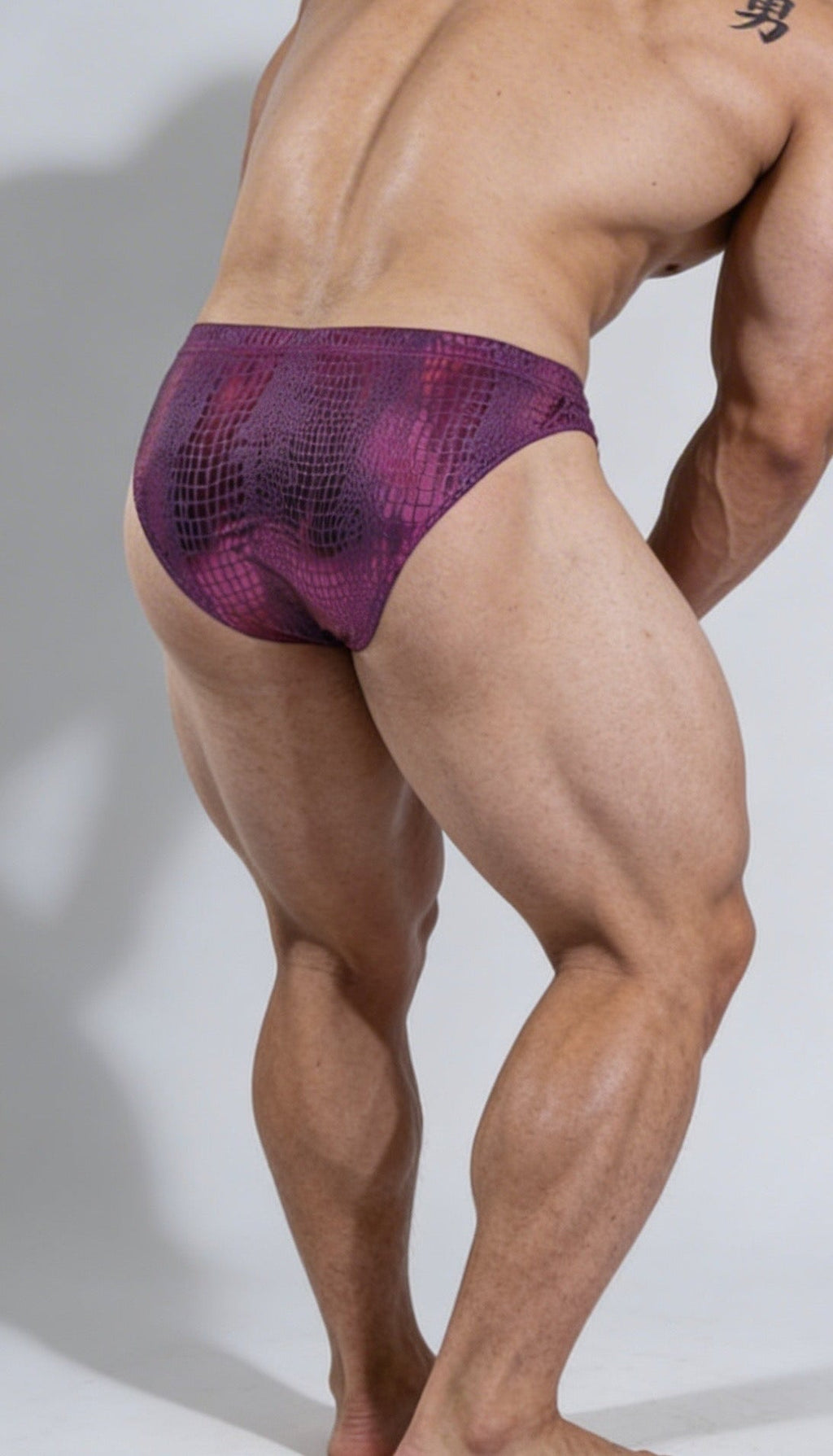 JJ Malibu Men's Metallica Brief with Bulge Pouch - Hot Pink Croc