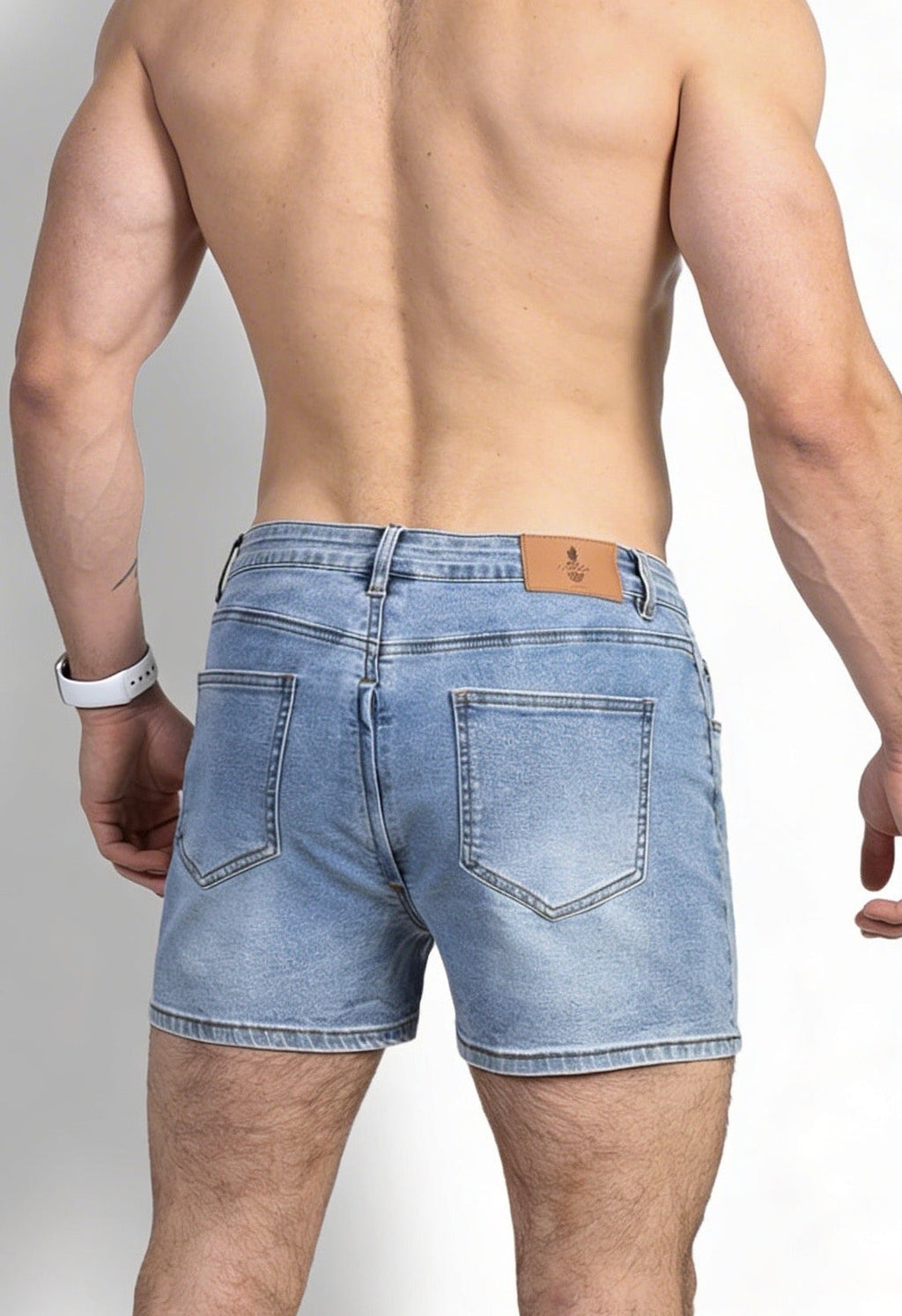 JJ Malibu Men's Peek-A-Boo Denim Shorts - Dark Blue