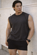 Jed North Men's Raglan Sleeveless Tank Top - Dark Gray
