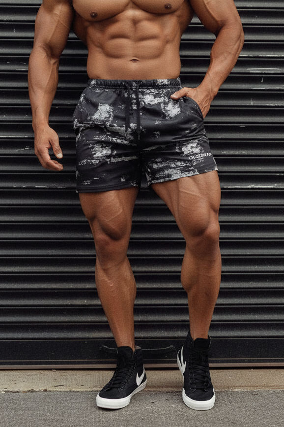 Jed North Men's Agile Bodybuilding 4'' Shorts w Zipper Pockets - Brushed Black