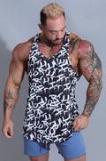 Malla de tirantes con estampado gráfico de Jed North - Negro caótico