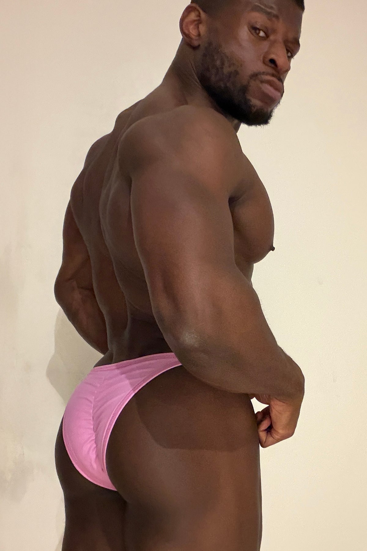 JJ Malibu Men's Soft Vegan Leather Scrunch-Butt Briefs - Pink