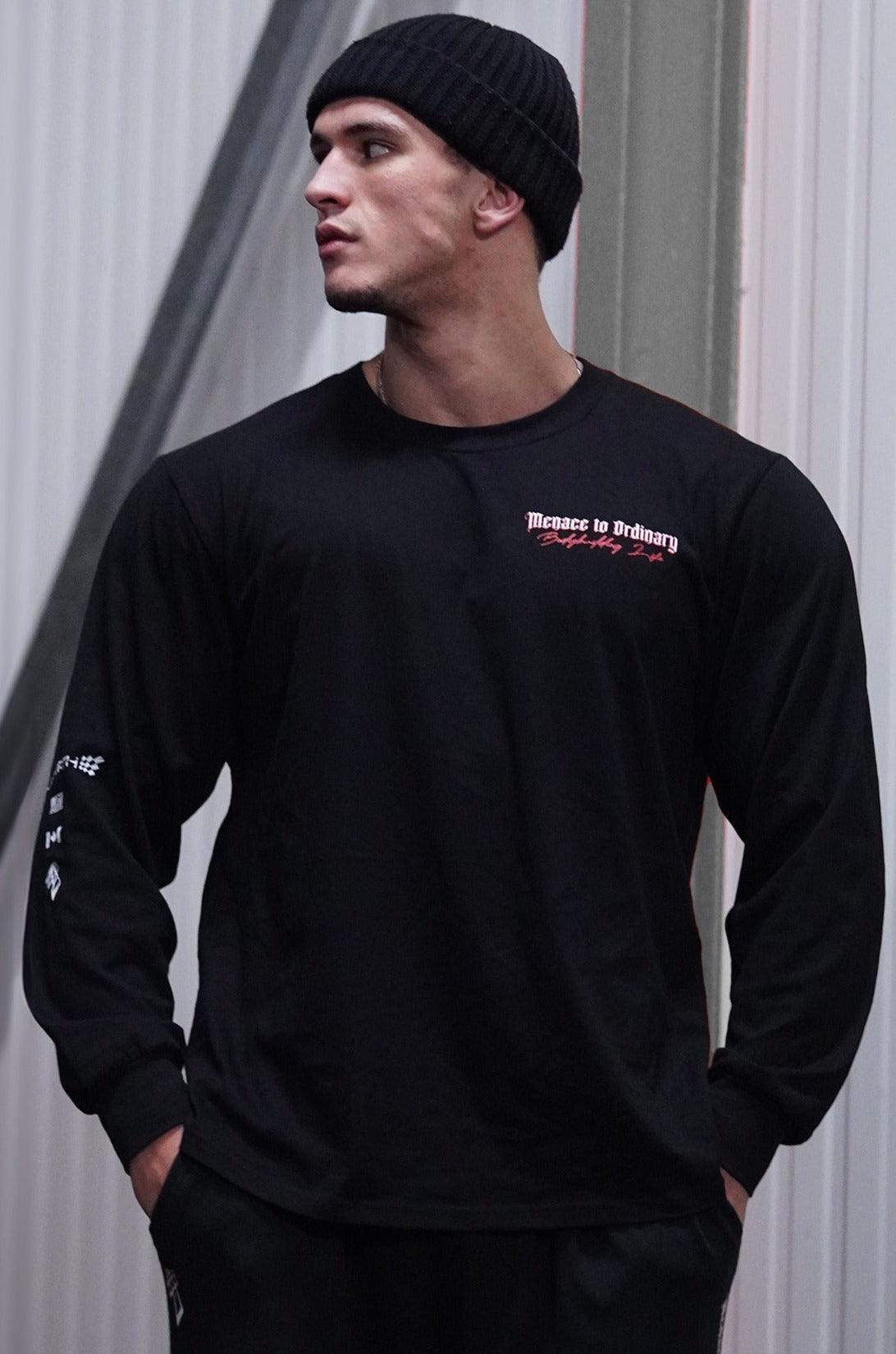 Jed North Retro Gym Long Sleeve T-Shirt - Black