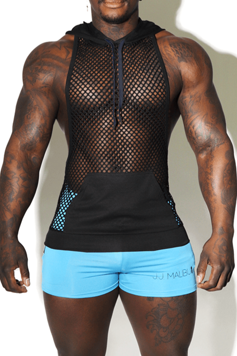 Lustful – Stringer-Hoodie mit Netzstoff - Schwarz