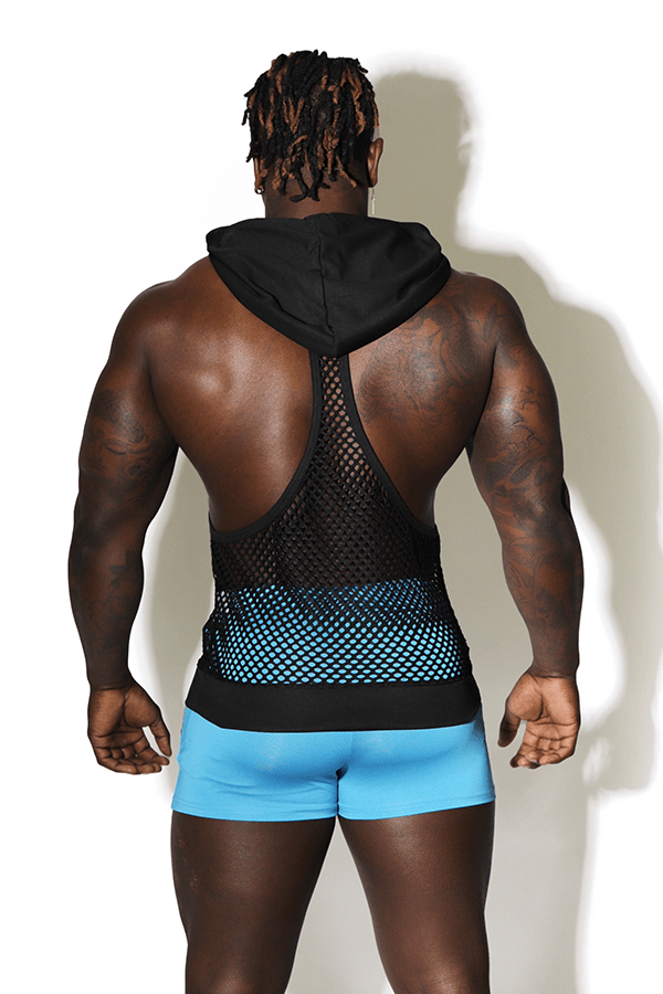 Lustful – Stringer-Hoodie mit Netzstoff - Schwarz