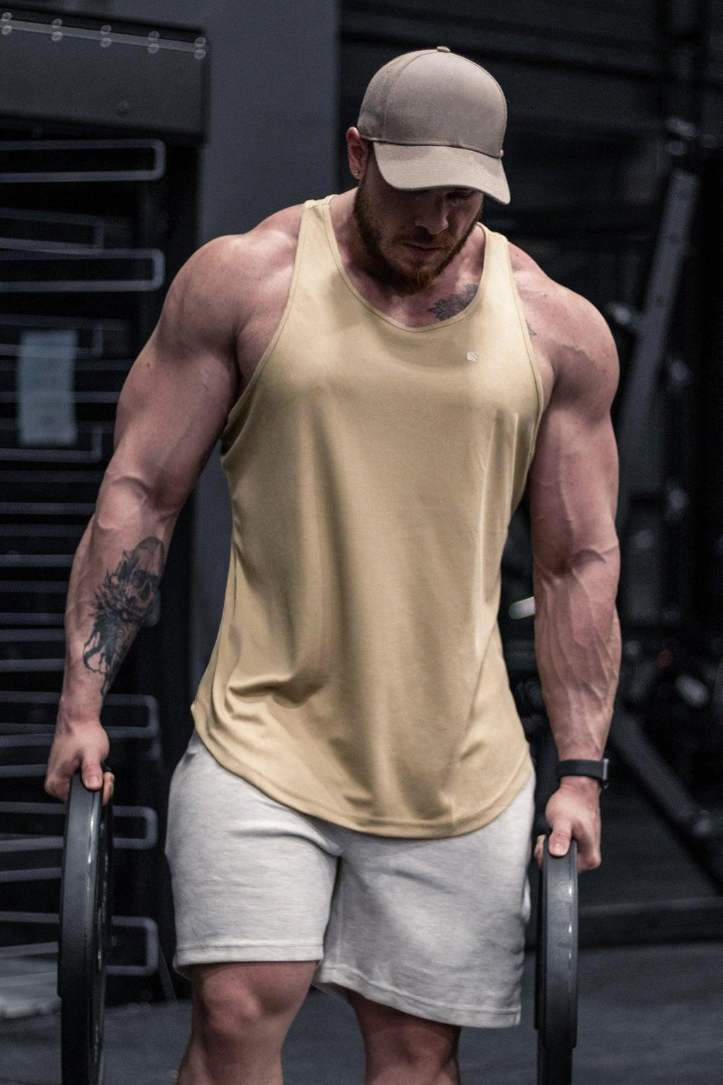 Jed North Men's Fast-Dry Bodybuilding Workout Stringer - Khaki