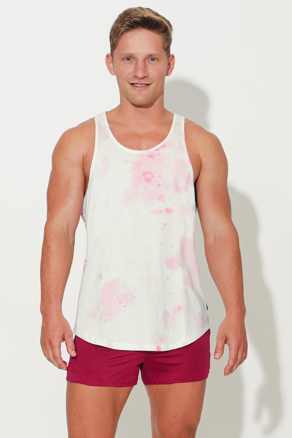 JJ Malibu Feel-Me Scoop Bottom Tank - Pink Tie Dye