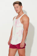 JJ Malibu Men's Feel-Me Scoop Bottom Tank - Pink Tie Dye