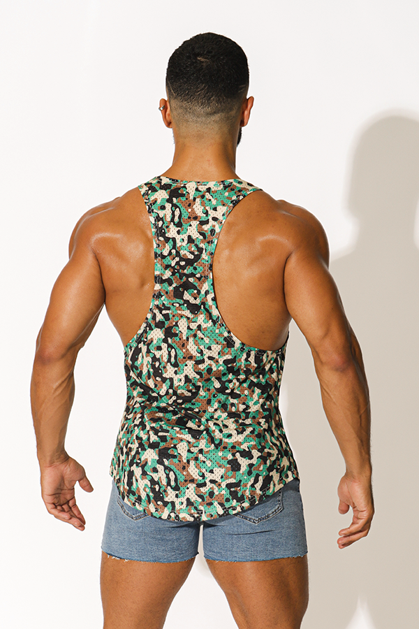 Drop It Low Plunged Neckline Stringer - Camo