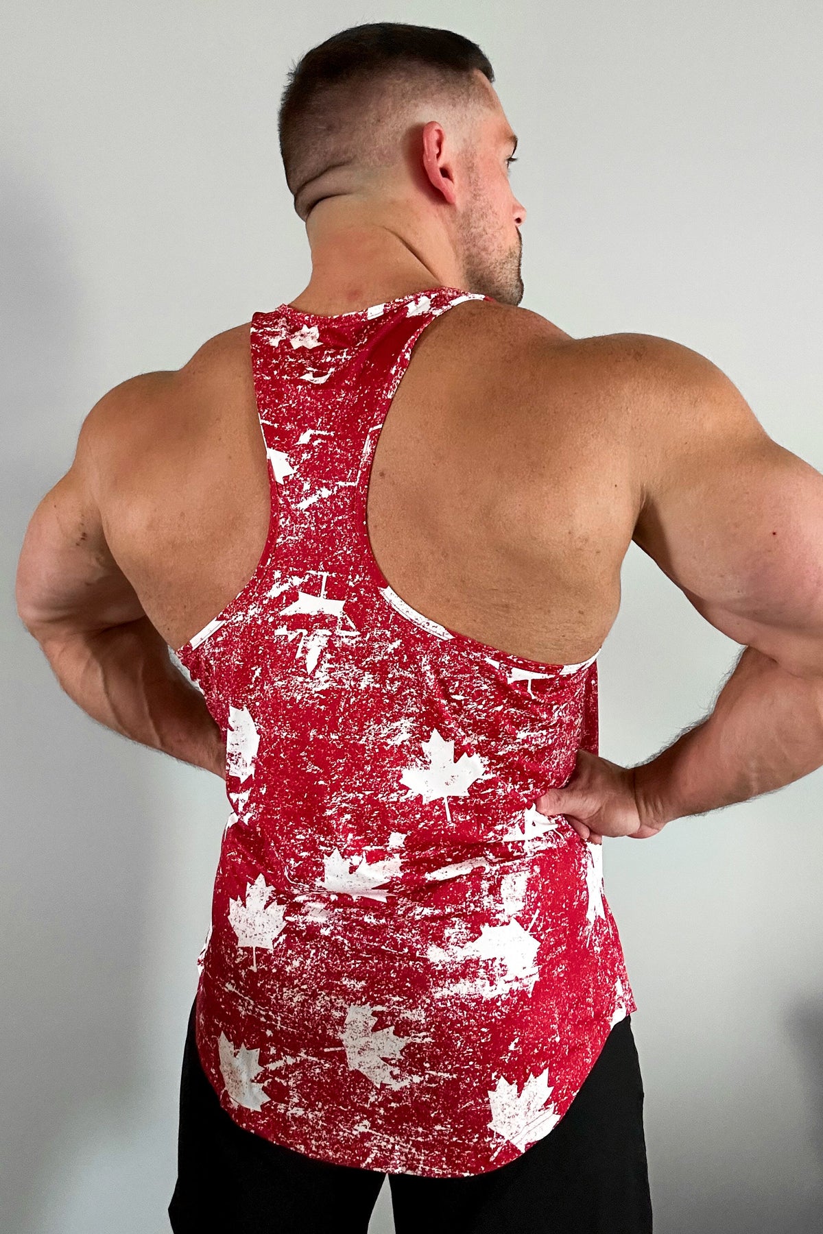 Camiseta sin mangas con estampado de Jed North - Hoja de arce roja